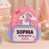 Picture of Unicorn Kindergarten Ornament, Personalized Backpack Keepsake, Custom Name School Gift, Preschool Graduation Ornament, Class of 2026 Gift