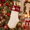 Picture of Personalized Embroidered Christmas Stocking, Custom Name Knit Stocking, Animal Character Embroidery, Kids Family Holiday Gift 2026