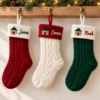 Picture of Personalized Embroidered Christmas Home Stocking, Custom Name Knit Stocking, Christmas House Embroidery, Family Holiday Stocking Gift 2026