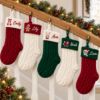Picture of Personalized Embroidered Christmas Stocking, Custom Name Knit Stocking, Kids Holiday Character Embroidery, Family Stocking Gift 2026