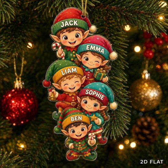 Picture of Personalized Elf Family Ornament, Custom Name Christmas Acrylic Ornament, Family Tree Decor, Kids Holiday Keepsake Gift, Christmas Gift 2026