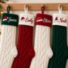 Picture of Personalized Embroidered Christmas Stocking, Custom Name Knit Stocking, Santa Hat Embroidery, Family Holiday Stocking Gift 2026