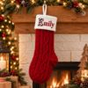 Picture of Personalized Embroidered Christmas Stocking, Custom Name Knit Stocking, Candy Cane Initial Stocking, Family Christmas Decor 2026
