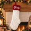 Picture of Personalized Embroidered Christmas Stocking, Custom Name Knit Stocking, Candy Cane Initial Stocking, Family Christmas Decor 2026