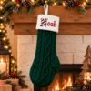 Picture of Personalized Embroidered Christmas Stocking, Custom Name Knit Stocking, Candy Cane Initial Stocking, Family Christmas Decor 2026
