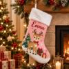 Picture of Personalized Christmas Stocking, Custom Name Kids Stocking, Snowman Reindeer Santa Gingerbread Stocking, Family Holiday Gift 2026