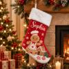 Picture of Personalized Christmas Stocking, Custom Name Kids Stocking, Snowman Reindeer Santa Gingerbread Stocking, Family Holiday Gift 2026