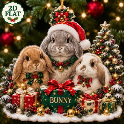 Picture of Bunny Family Ornament, Personalized Christmas Acrylic Ornament, Custom Name Rabbit Family Tree Decor, Cute Holiday Animal Keepsake Gift 2026