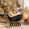 Picture of Baby First Christmas Ornament, Personalized Newborn Keepsake, Custom Name Sleigh Ornament, Baby Holiday Gift, Christmas Tree Decor 2026
