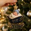 Picture of Baby First Christmas Ornament, Personalized Newborn Keepsake, Custom Name Sleigh Ornament, Baby Holiday Gift, Christmas Tree Decor 2026