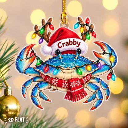 Picture of Blue Crab Christmas Ornament, Personalized Coastal Acrylic Ornament, Custom Name Sea Life Holiday Decor, Ocean Animal Keepsake Gift 2026