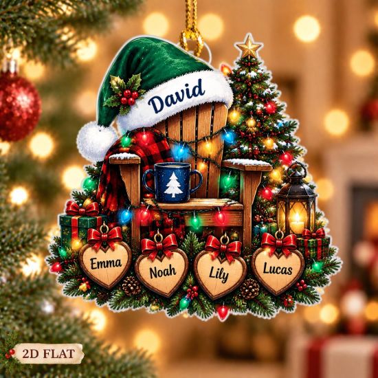 Picture of Personalized Family Christmas Ornament 2026, Custom Family Names Acrylic Ornament, Christmas Chair Holiday Keepsake, Family Tree Decor Gift