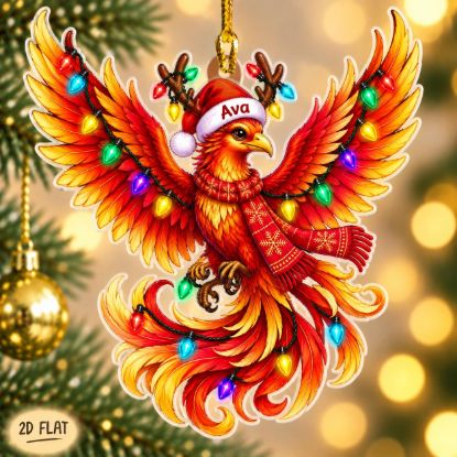 Picture of Phoenix Christmas Ornament, Personalized Bird Acrylic Ornament, Custom Name Firebird Tree Decor, Magical Mythical Holiday Keepsake Gift 2026