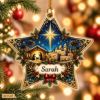 Picture of Nativity Christmas Ornament, Personalized Star Acrylic Ornament, Custom Name Religious Holiday Tree Decor, Christian Christmas Keepsake Gift