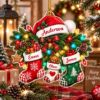 Picture of Christmas Stocking Ornament, Personalized Family Acrylic Ornament, Custom Name Stocking Tree Decor, Cute Holiday Keepsake Gift For Family