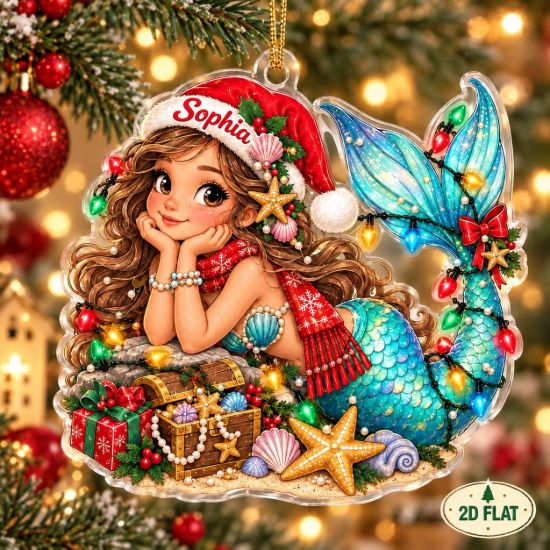 Picture of Mermaid Christmas Ornament, Personalized Fantasy Acrylic Ornament, Custom Name Ocean Mermaid Tree Decor, Magical Holiday Keepsake Gift 2026