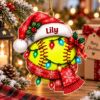 Picture of Softball Christmas Ornament, Personalized Sports Acrylic Ornament, Custom Name Softball Player Tree Decor, Cute Holiday Gift For Athletes