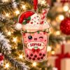 Picture of Boba Tea Christmas Ornament, Personalized Acrylic Ornament, Custom Name Bubble Tea Tree Decor, Cute Drink Lover Holiday Keepsake Gift 2026