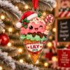 Picture of Ice Cream Christmas Ornament, Personalized Food Acrylic Ornament, Custom Name Dessert Tree Decor, Cute Sweet Treat Holiday Keepsake Gift