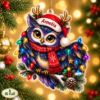 Picture of Owl Christmas Ornament, Personalized Bird Acrylic Ornament, Custom Name Woodland Owl Tree Decor, Cute Forest Animal Holiday Keepsake Gift
