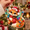 Picture of Fox Christmas Ornament, Personalized Fantasy Fox Acrylic Ornament, Custom Name Woodland Animal Tree Decor, Magical Holiday Keepsake Gift
