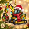 Picture of Construction Excavator Christmas Ornament, Personalized Heavy Equipment Acrylic Ornament, Custom Name Builder Tree Decor Holiday Keepsake