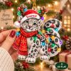 Picture of Snow Leopard Christmas Ornament, Personalized Leopard Acrylic Ornament, Custom Name Wildlife Tree Decor, Cute Winter Animal Holiday Gift