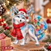 Picture of Wolf Christmas Ornament, Personalized Arctic Wolf Acrylic Ornament, Custom Name Wildlife Tree Decor, Winter Animal Holiday Keepsake Gift