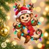 Picture of Monkey Christmas Ornament, Personalized Monkey Acrylic Ornament, Custom Name Jungle Animal Tree Decor, Cute Monkey Holiday Keepsake Gift