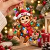 Picture of Monkey Christmas Ornament, Personalized Monkey Acrylic Ornament, Custom Name Jungle Animal Tree Decor, Cute Monkey Holiday Keepsake Gift
