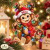 Picture of Monkey Christmas Ornament, Personalized Monkey Acrylic Ornament, Custom Name Jungle Animal Tree Decor, Cute Monkey Holiday Keepsake Gift