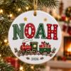 Picture of Personalized Christmas Train Ornament 2026, Custom Name Ceramic Ornament, Kids Holiday Train Acrylic Ornament, Christmas Keepsake Gift