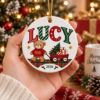 Picture of Personalized Teddy Bear Christmas Ornament 2026, Custom Name Kids Ceramic Ornament, Christmas Bear Acrylic Ornament, Child Keepsake Gift