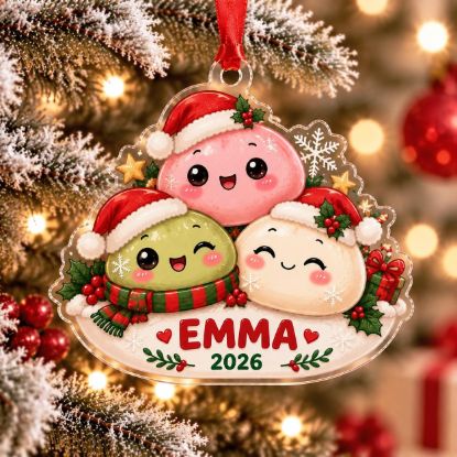 Picture of Dumpling Christmas Ornament, Personalized Dumpling Acrylic Ornament, Custom Name Kawaii Food Christmas Decor, Holiday Keepsake Gift 2026