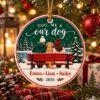 Picture of Personalized Couple and Dog Christmas Ornament 2026, Custom Names Pet Family Ceramic Ornament, You Me & Our Dog Keepsake Gift