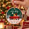 Picture of Personalized Couple and Dog Christmas Ornament 2026, Custom Names Pet Family Ceramic Ornament, You Me & Our Dog Keepsake Gift