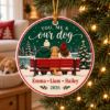 Picture of Personalized Couple and Dog Christmas Ornament 2026, Custom Names Pet Family Ceramic Ornament, You Me & Our Dog Keepsake Gift