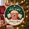 Picture of Personalized Christmas Movie Date Night Ornament 2026, Custom Couple Names Ceramic Ornament, Movie Lover Christmas Keepsake Gift Couple