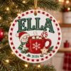 Picture of Personalized Snowman Christmas Ornament 2026, Custom Name Hot Cocoa Ceramic Ornament, Kids Christmas Acrylic Ornament, Holiday Keepsake Gift