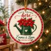 Picture of Personalized Couple Christmas Ornament 2026, Custom Names Poinsettia Garden Ceramic Ornament, Love Grows Here Christmas Keepsake Gift