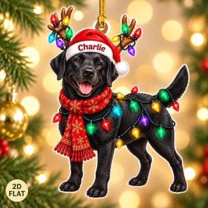 Picture of Black Labrador Christmas Ornament, Personalized Dog Acrylic Ornament, Custom Name Pet Tree Decor, Black Lab Lover Holiday Keepsake Gift 2026