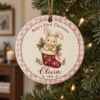 Picture of Personalized Baby First Christmas Ornament 2026, Custom Name Bunny Ceramic Ornament, Baby Girl 1st Christmas Acrylic Ornament, Newborn Gift