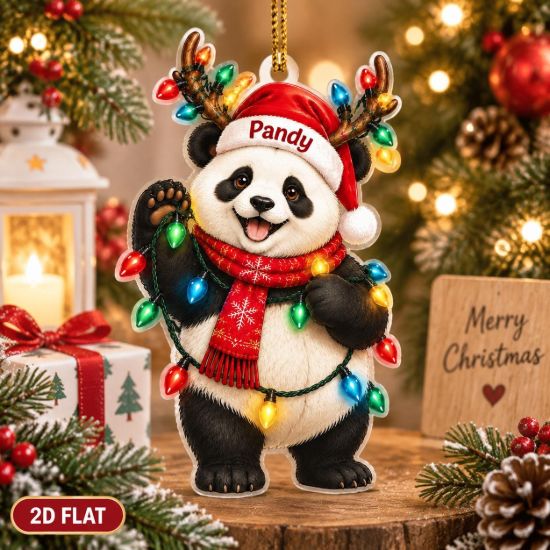 Picture of Panda Christmas Ornament, Personalized Panda Acrylic Ornament, Custom Name Panda Tree Decor, Cute Panda Lover Holiday Keepsake Gift 2026