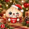 Picture of Dumpling Christmas Ornament, Personalized Acrylic Dumpling Ornament, Custom Name Kawaii Food Christmas Decor, Cute Holiday Keepsake Gift