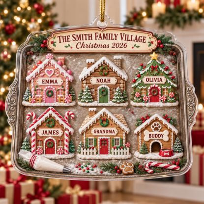 Picture of Personalized Family Christmas Ornament 2026, Custom Family Name Village Keepsake, Gingerbread Houses With Family Names, Christmas Gift