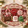 Picture of Personalized Family Christmas Ornament 2026, Custom Family Name Candy Cane Keepsake, Family Member Pet Names, Christmas Gift For Family
