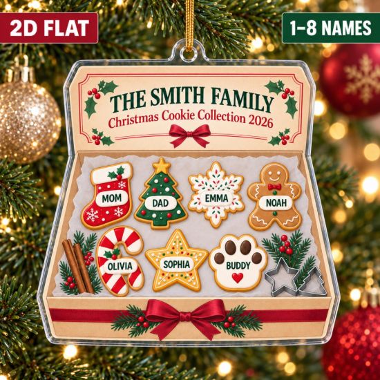 Picture of Personalized Family Christmas Ornament 2026, Custom Cookie Collection Keepsake, Choose A Cookie For Each Name, Family Christmas Gift