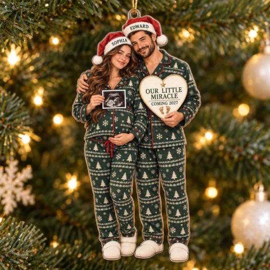 Picture of Personalized Bump's First Christmas Ornament, Our Little Miracle Coming 2027, Expecting Parents, Baby Announcement, Pregnancy Keepsake