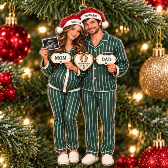 Picture of Personalized Bump's First Christmas Ornament, Promoted To Mom And Dad 2027, Expecting Parents, Baby Announcement, Pregnancy Keepsake Gift