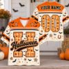 Picture of Personalized Halloween Mesh Jersey, Custom Name & Number Shirt, Orange Varsity Halloween Jersey, Spooky Bat Sports Jersey, Halloween Gift